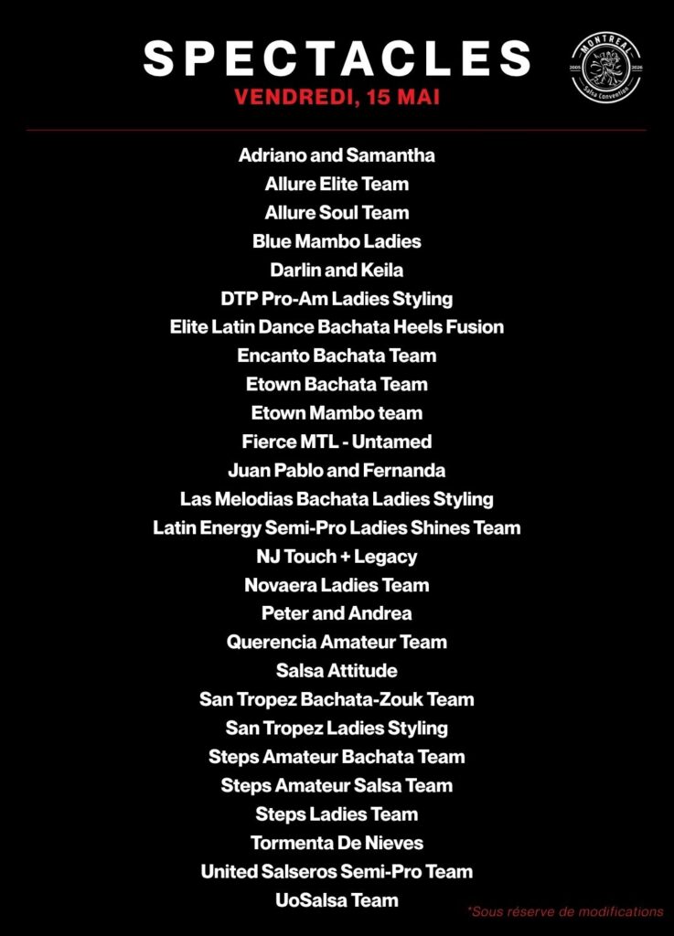 SPECTACLES VENDREDI, 15 MAI