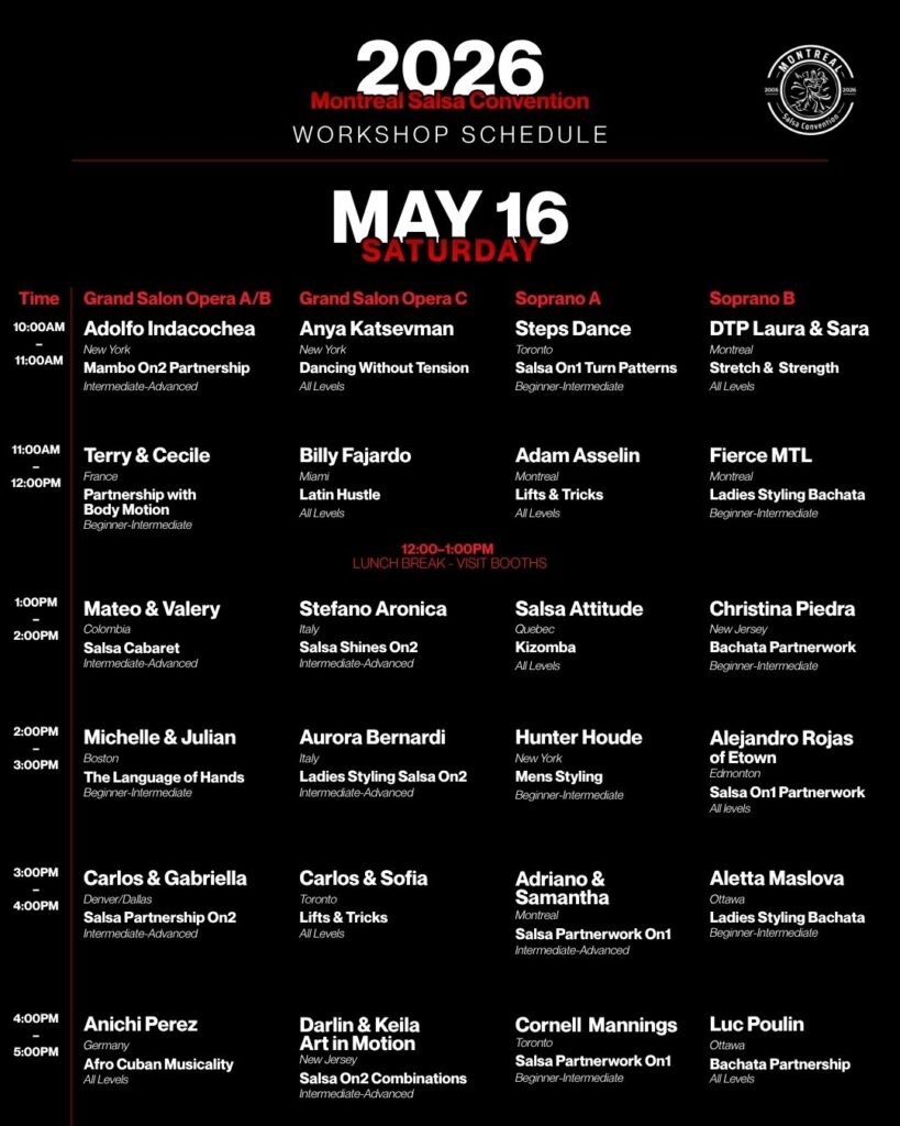 Saturday workshop schedule may 16th